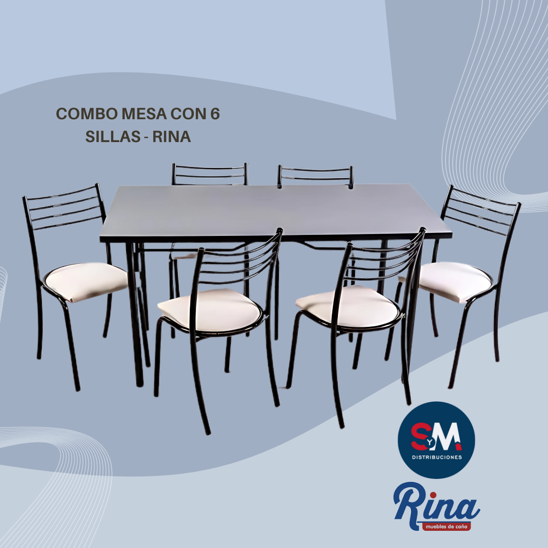 COMBO MESA CON 6 SILLAS - RINA