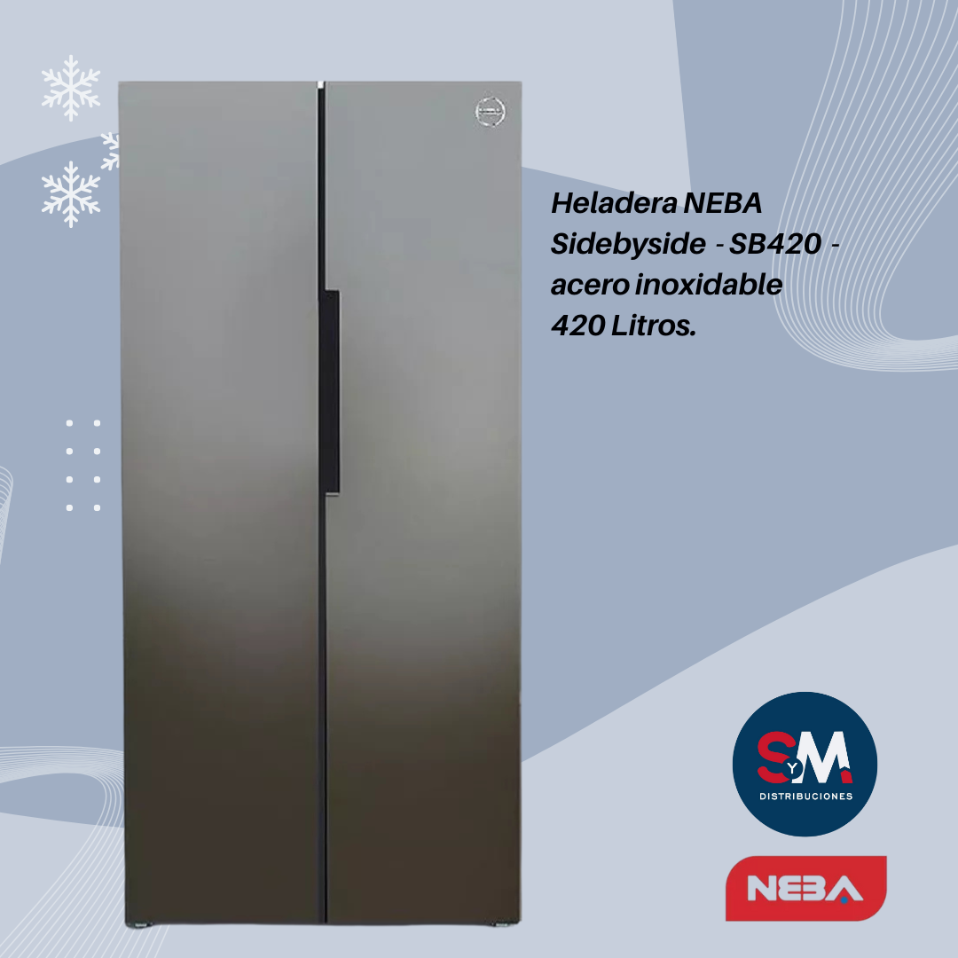 HELADERA FAMILIAR NEBA SIDEBYSIDE - SB420 ACERO INOXIDABLE - 420 LITROS